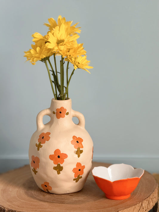 Ditsy Flowers Hand Painted Ceramic Vase