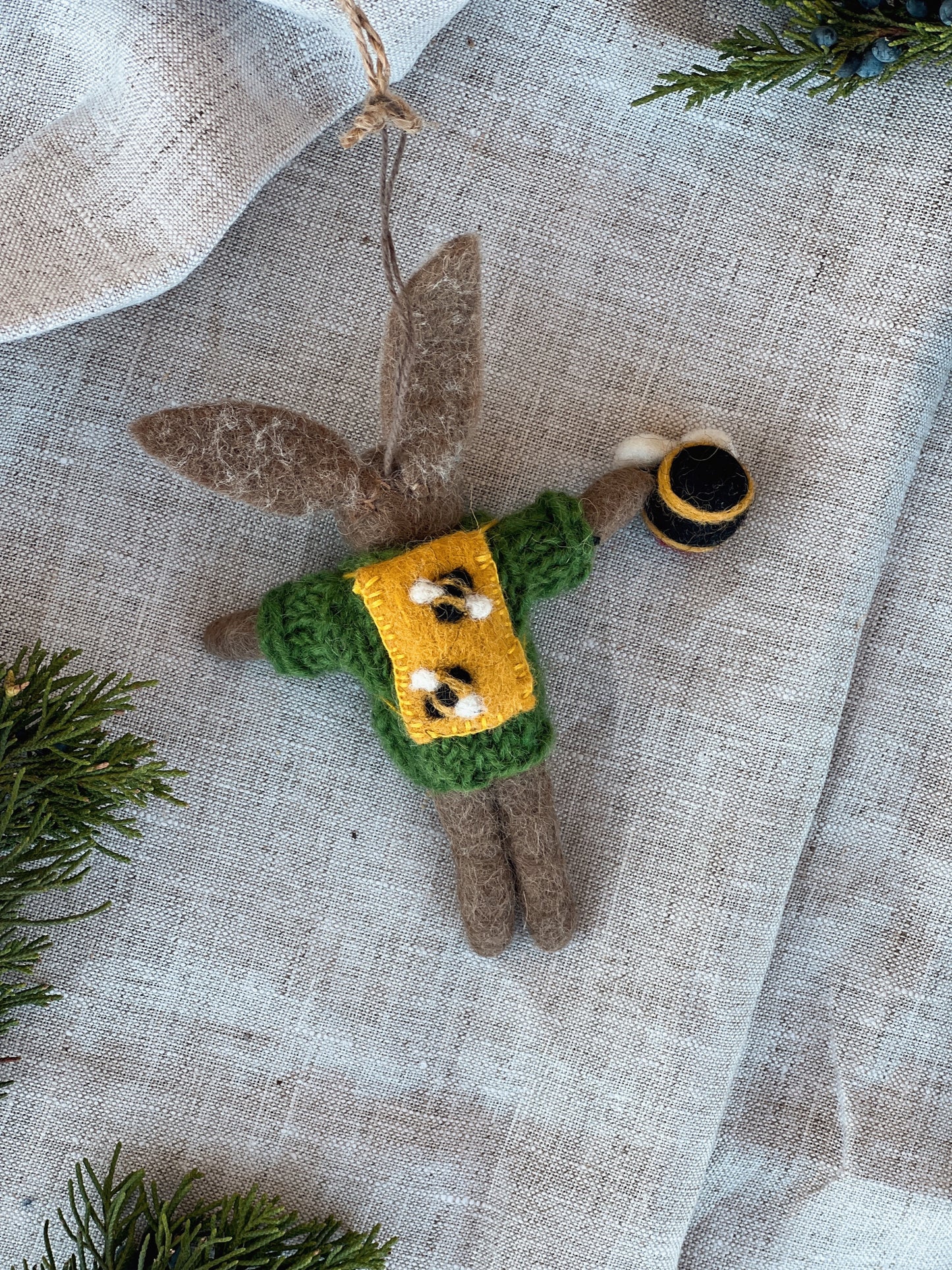 Bumblebee Backpack Bunny Ornament