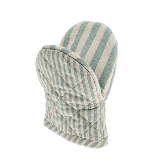 Aqua Striped Oven Mitt